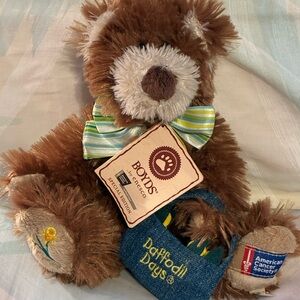 Special Edition Boyds Brown Teddy Bear with Daffodil Days Basket